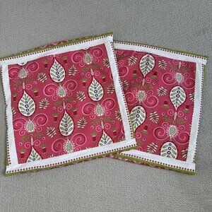Gatehouse Lane Euro Sham Pillow Covers Pink Green Floral Set of 2